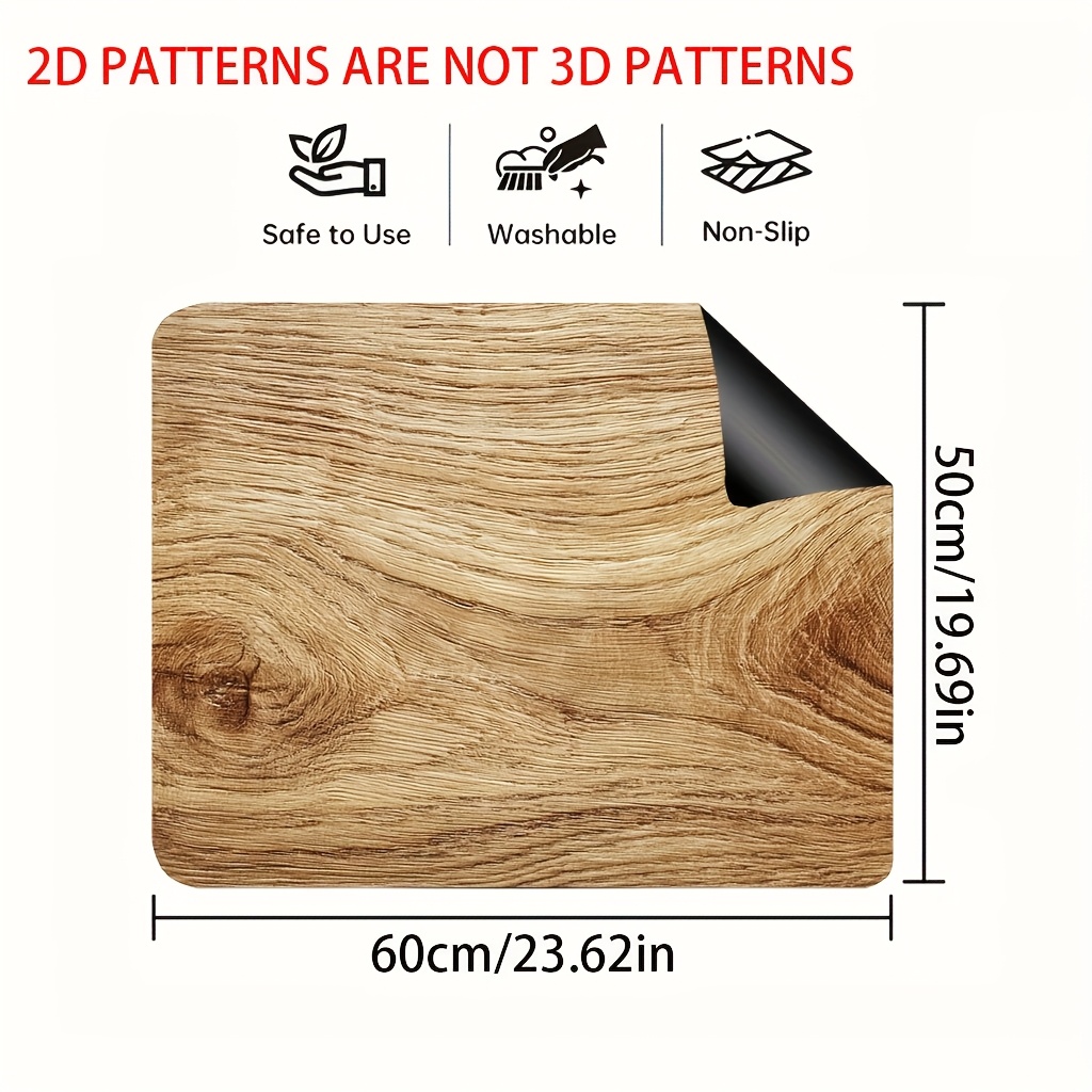 TEMU 1pc, Tapis Décoratif Plat 2D pour Cuisinière et Couverture Décorative, Tapis de Protection pour Cuisinière, Bois Rustique, Multi- Adapté à la