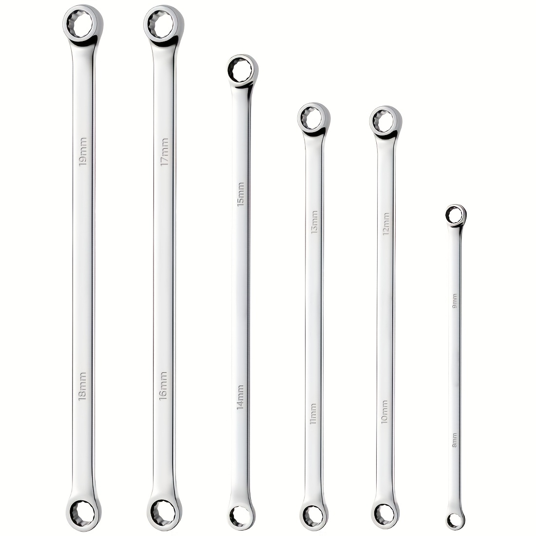 Image of Long Spanner Set, Extra Long Double Ring Wrench Set, Cv, 6pcs, 8mm - 19mm