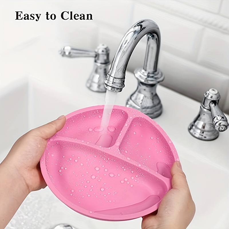 bpa free silicone suction plates with spoon for 3 to 12 years non slip divided plate set microwave dishwasher safe dinnerware for details 9