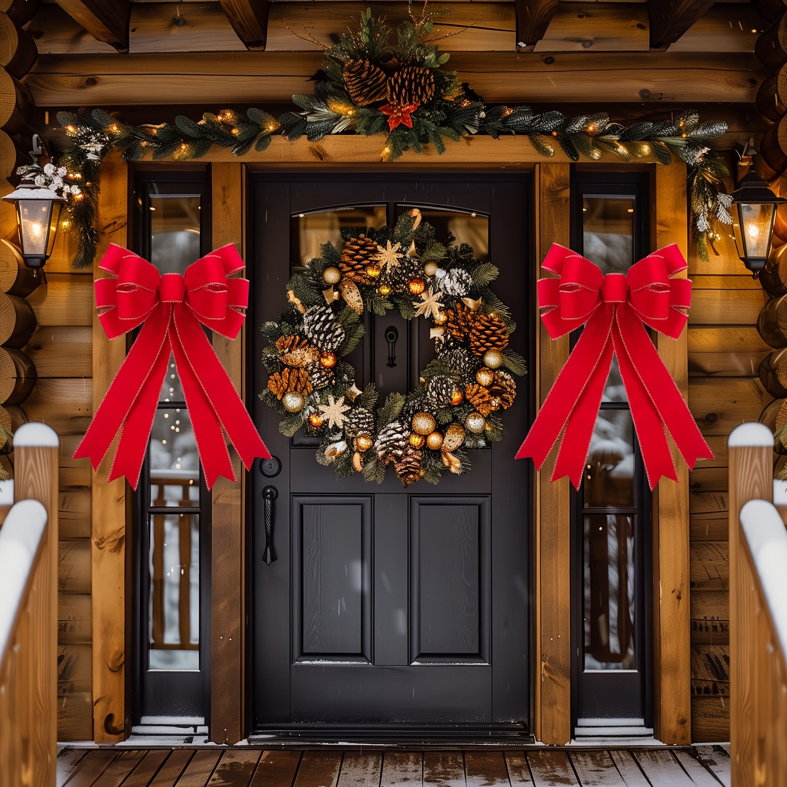 Gejoy Große Rote Weihnachtsschleife – 43,2 X 55,9 Cm, Polyester, Mit Aufhängeseil, Für Türdeko, Hochzeit, Party
