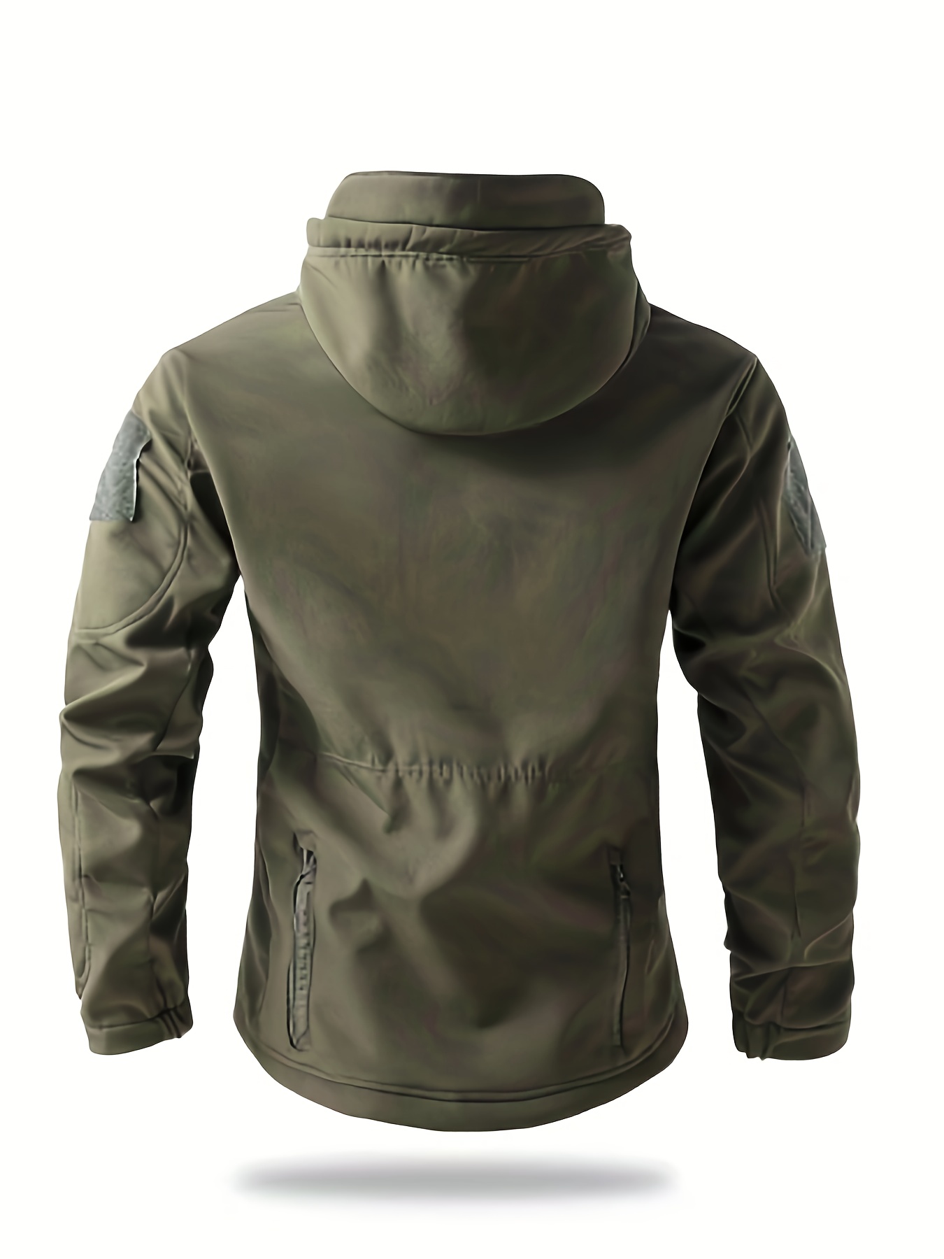 Men's Winter Softshell Jacket with Hood, Pocketed Trench Coat