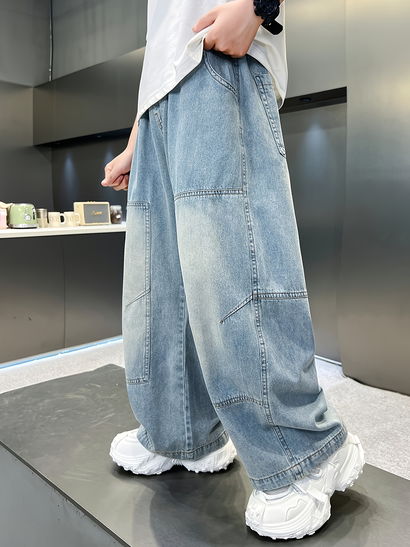 boys summer casual straight leg loose fit denim pants Temu Pakistan