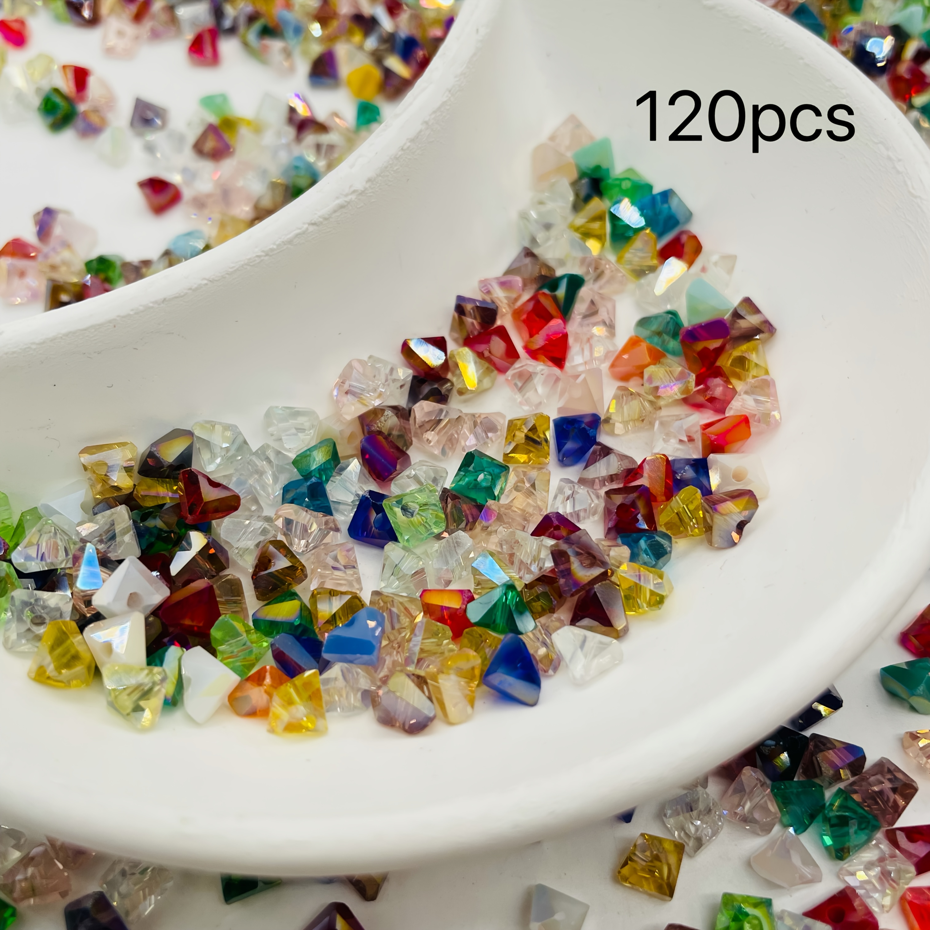 TEMU Beads Glass Iridescent 3d Triangular Beads 7mm Irregular Bead Strands Handmade Jewelry Earrings Ear Jewelry Necklace Additions