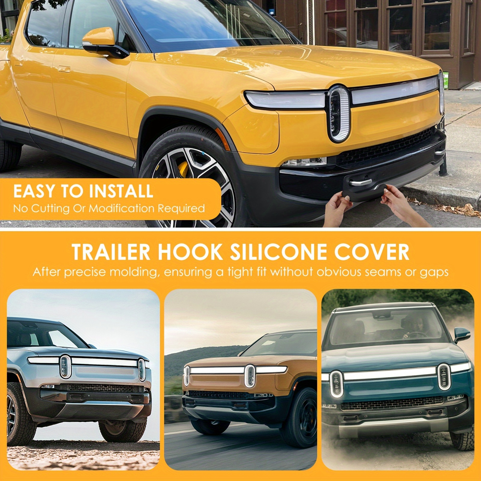 Tow Hook Covers For Chevy Silverado 1500 (2007-2024) | Front Tow Hook Protector Covers (Orange)