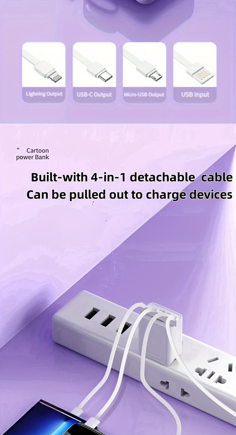 10000mah capacity small size big power this mini portable power bank features a with a built in 4 in 1 multifunction cable supporting 5v2a fast charging   travel business keeping your devices powered   valentines day gift Product details 2