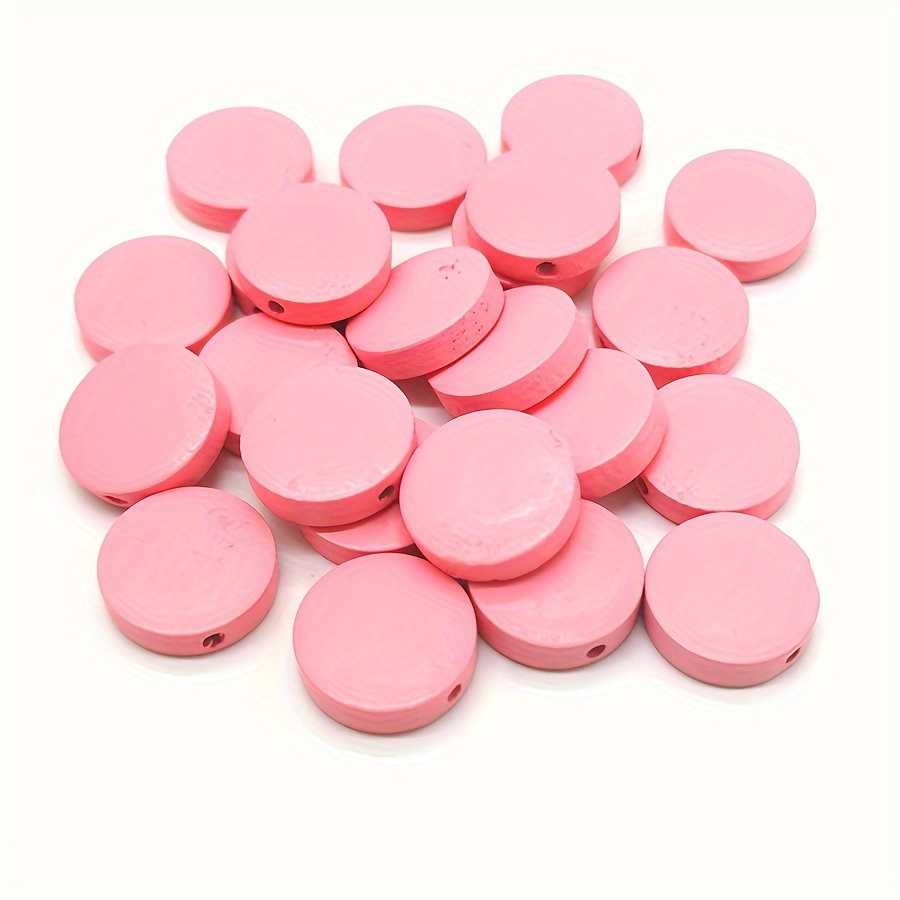 20pcs Flat Round Wooden Beads for DIY Jewellery Making