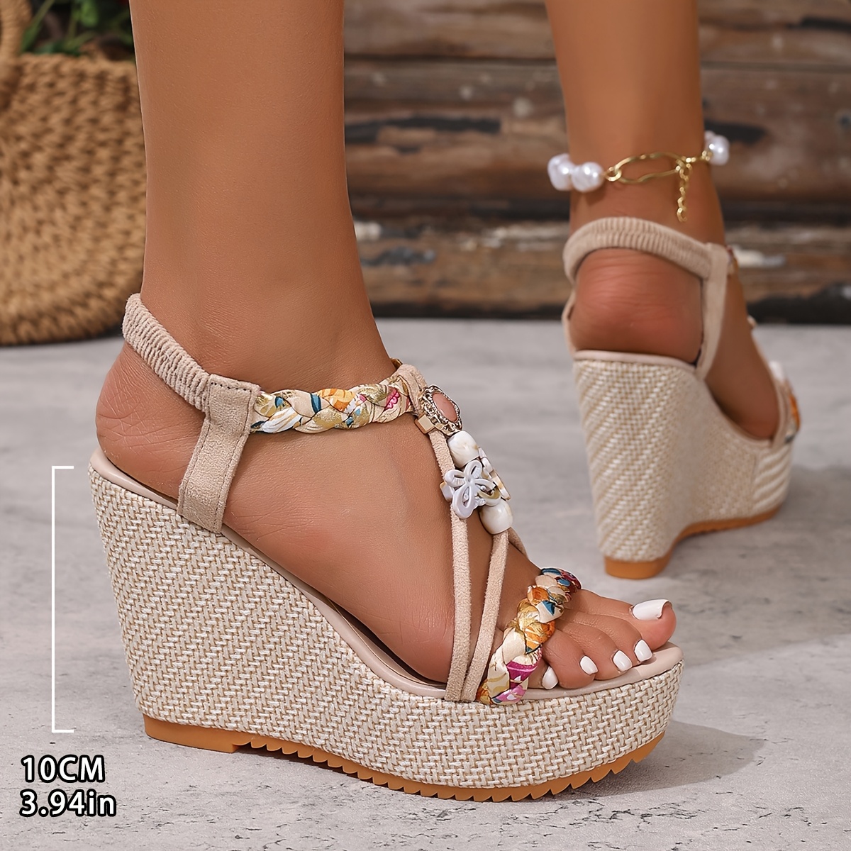 Inch Open Toe Heels Wedge Sandals For Women, Summer