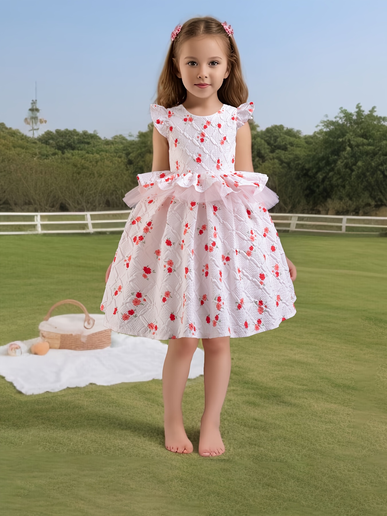 Vestido para niñas, ropa para niños, vestido de niña de las flores, vestido  de princesa, piano para niños, primavera (B, 6-7 años)