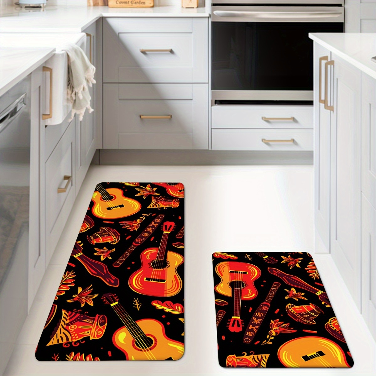 Set of 2 Non Slip Washable Absorbent Cushioned Floor Mats 17x32 + 17x4 –  Modern Rugs and Decor