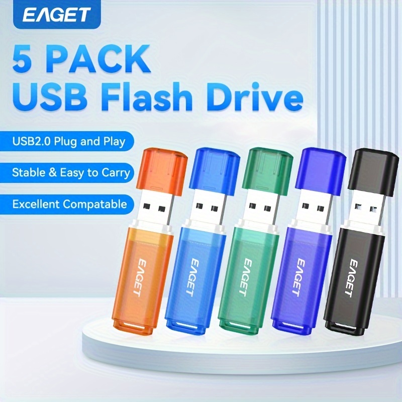 

Eaget 5-pack Usb Flash Drives, Assorted Colors, 64gb/32gb/16gb/8gb/4gb , Usb 2.0 Memory Stick Thumb Drives, For Business & , Value Bundle