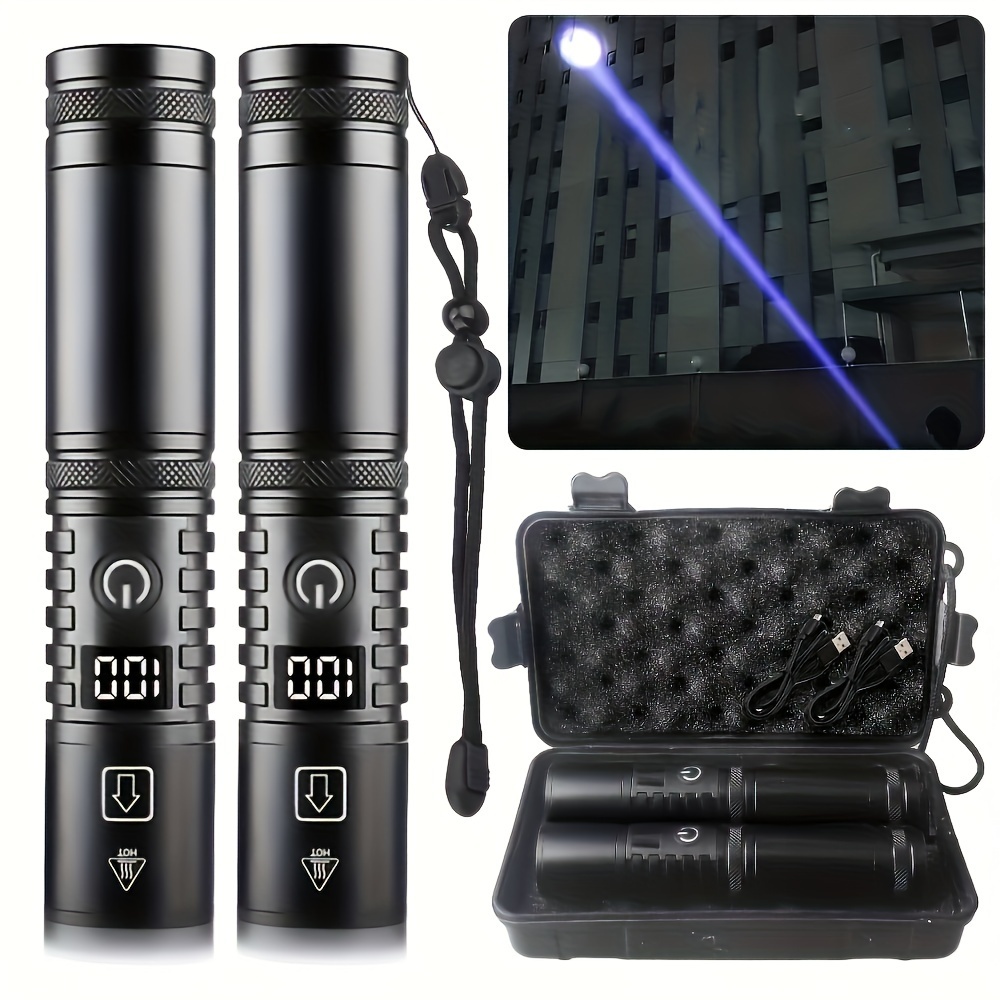 

1/2pcs Rechargeable Flashlight High Lumens, Super Bright Led Tactical Light, Usb C Fast Charging, Zoomable, Camping Hunting Include Batteries