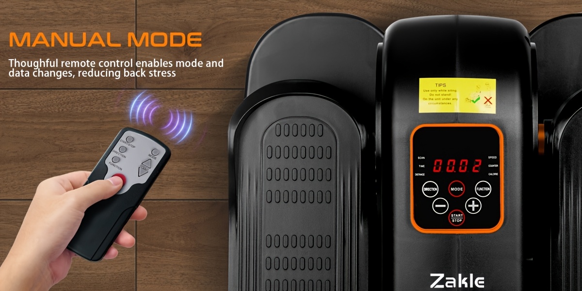 Zakle Under Desk Elliptical Machine, Elliptical Leg Exerciser W/Remote Control & 12 Adjustable Speeds, No-Installation Electric Seated Pedal Exerciser, Elliptical Training Machine 02, Without Battery