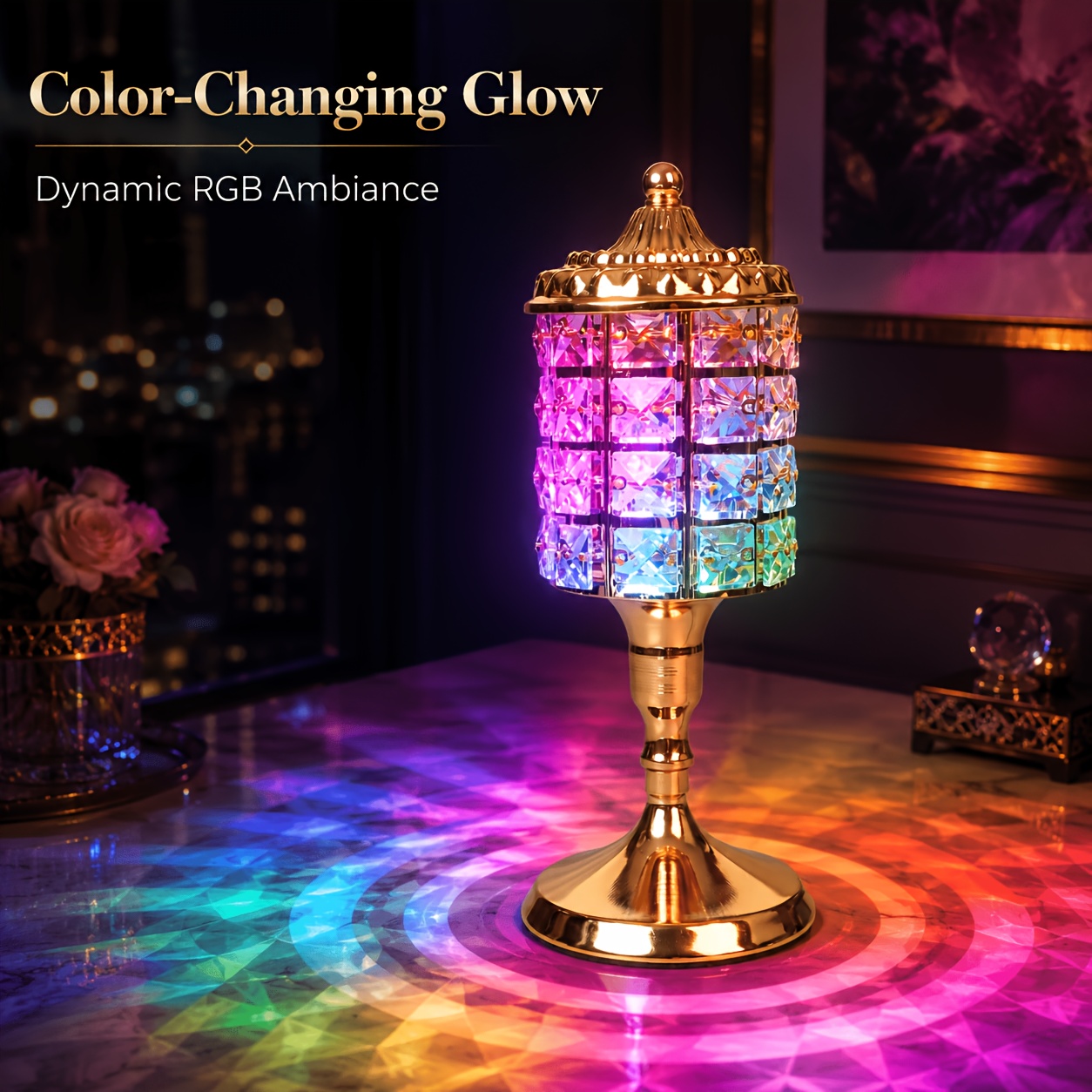 TEMU Glam Table Lamp, Colorful Ambient Decorative Light For Bedroom, Vanity, Nightstand & Party Decor