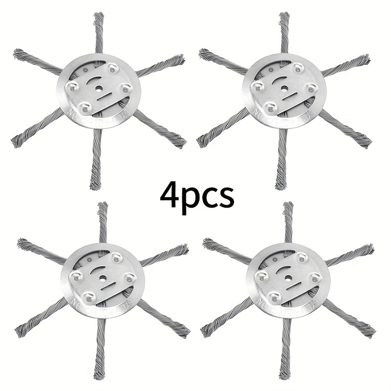 4 Pieces Of Wire Grass Trimmer Heads, 6-inch Wire Brush Heads Compatible With Low- Lawn Mowers, Suitable For Garden Mowing And Weeding On Stone