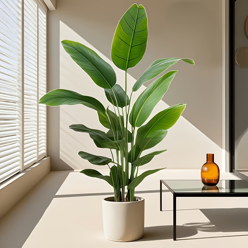 1pc of 18-leaf Artificial Banana Leaf Plant/small Pot Exquisite Green Plant | Aesthetic Decoration for Balcony Corners, Space-saving yet Highly Effective | Easy-to-care and Thriving Potted Plant | Evergreen Potted Plant for All Seasons | Versatile