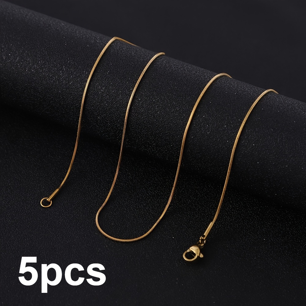 E-shop 5er-Set 18K vergoldenete Edelstahl Schlangenknochen Kette Halskette | , einfaches Design mit Karabinerverschluss, Unisex, Steel