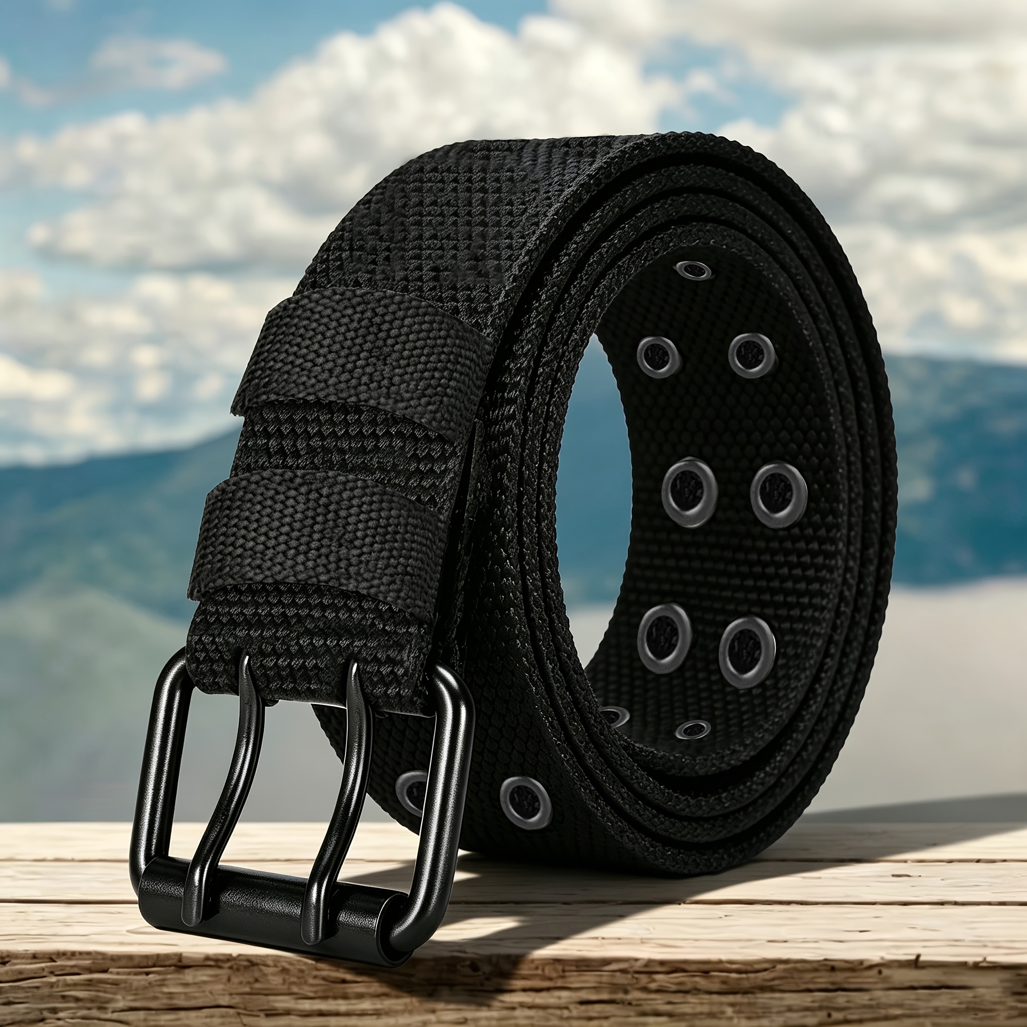 TEMU 1pc/2pcs 's Breathable Outdoor Belt, Adjustable Full Hole Belt Suitable For Jeans, Casual Workwear Style Belt, Wear-resistant And Durable