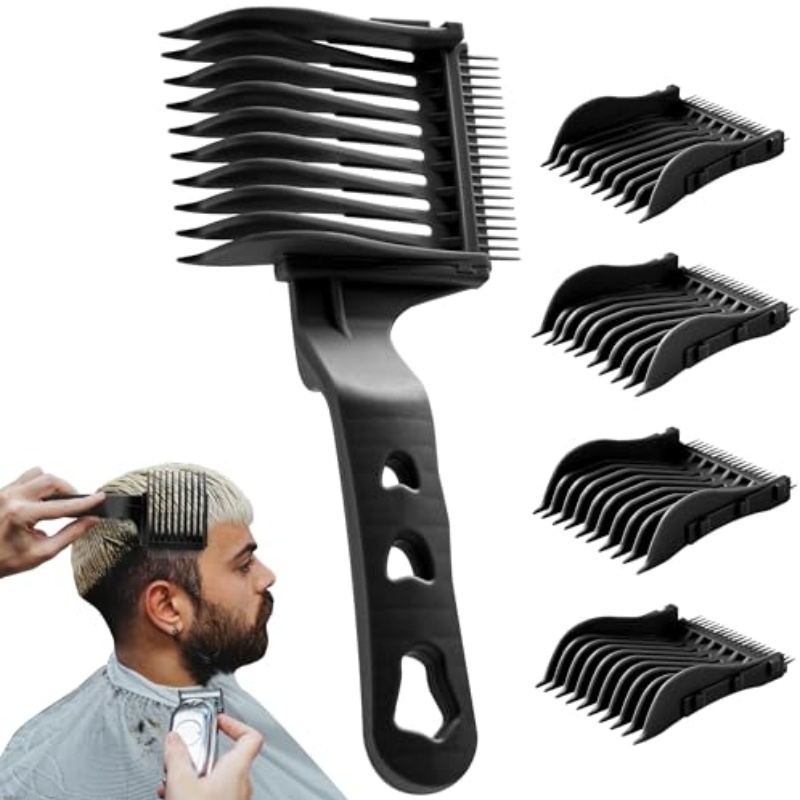 Image of A 4-in-1 Detachable Blend Friend Fade Comb Set, Blend Friend, Barber Fade Comb, Suitable For Home, Salon Use, Compatible With All Hair Cutting Shears And Barber Tools (black)