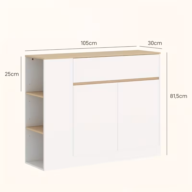 modern white adjustable tray cabinet with 3 drawers tilt protection wood metal or artificial 27 height 3 2 cu ft storage floor standing design for kitchen dining room kitchen cabinet contemporary furniture sleek durable construction 0
