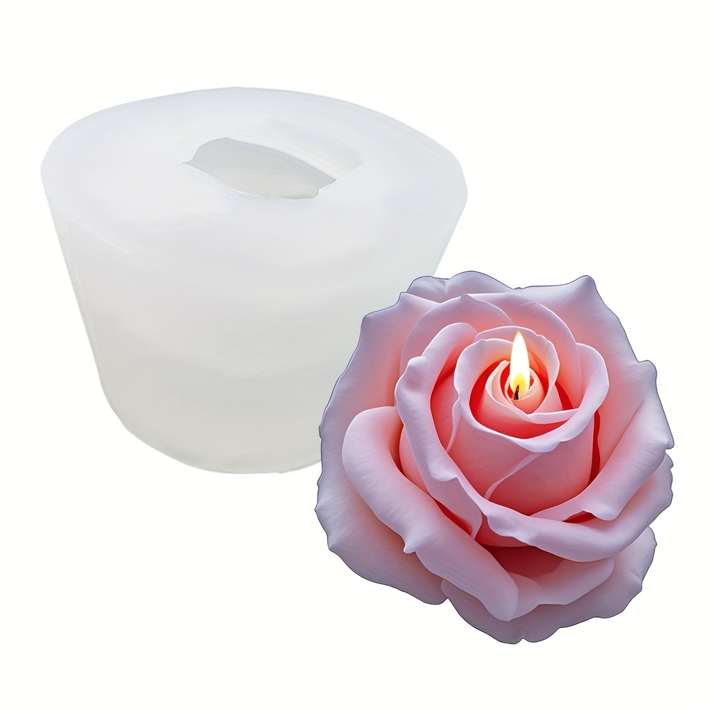Image of 1pc 3d Romantic Rose-shaped Silicone Mold For Candle Making, Soap Crafting - Ideal For Diy Aromatherapy, Plaster Decorations, Valentine's Day Gifts, High Temperature Resistant