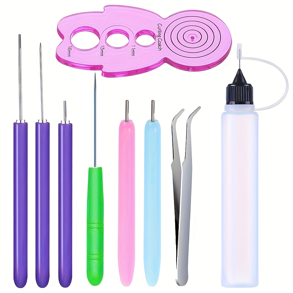 imagem do item conjunto de ferramentas de quilling de papel com  , 9 peças, kit de tamanhos diferentes, caneta de agulha de quilling para enrolar e encolher, conjunto de ferramentas para projetos de fabricação de cartões de papel