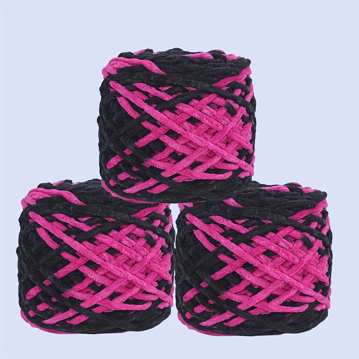 Image of 3pcs -495g Super Comfortable Hand Dyed Polyester Yarn - Vibrant Mix Colors, 100% Polyester. Great For Arts, Chunky Thread For Scarves, Hats, Shoes, Handbags, Pillowcases