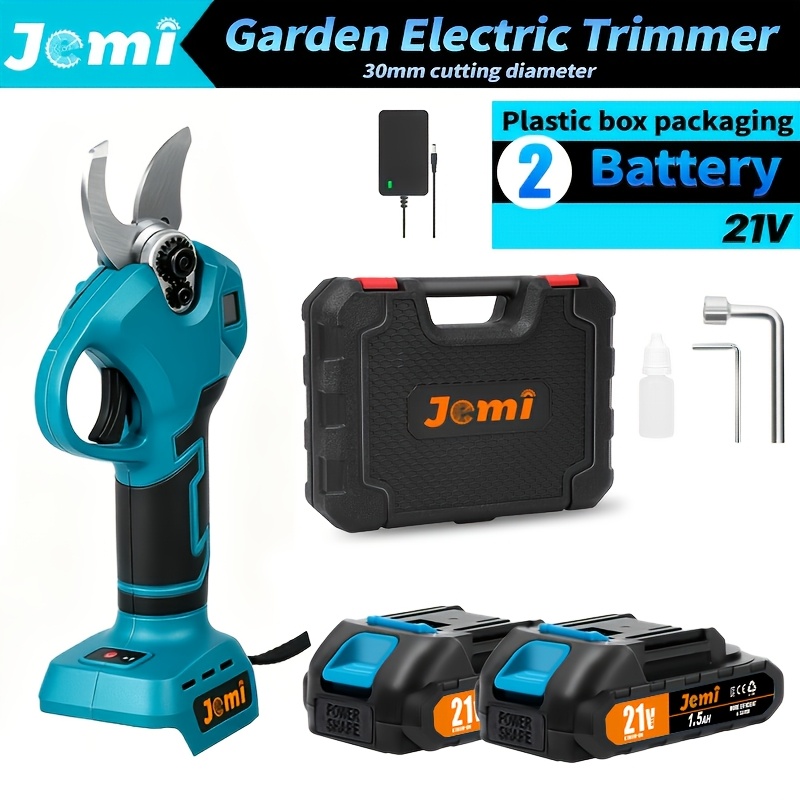 Image of Jemi Tool Brushless Cordless Garden Electric Pruning Shears, Built-in Lcd Display, 1/2 Batteries And Charger, 30mm/1.2 Inch Cutting Diameter, The Best Tool For Sports-themed Yard Shrub Shapes