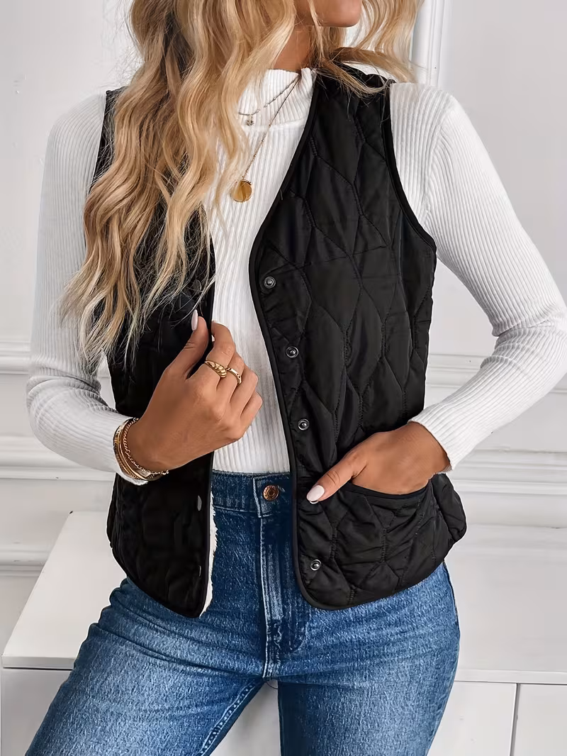 womens warm lined jacket winter clothing womens vest black 2