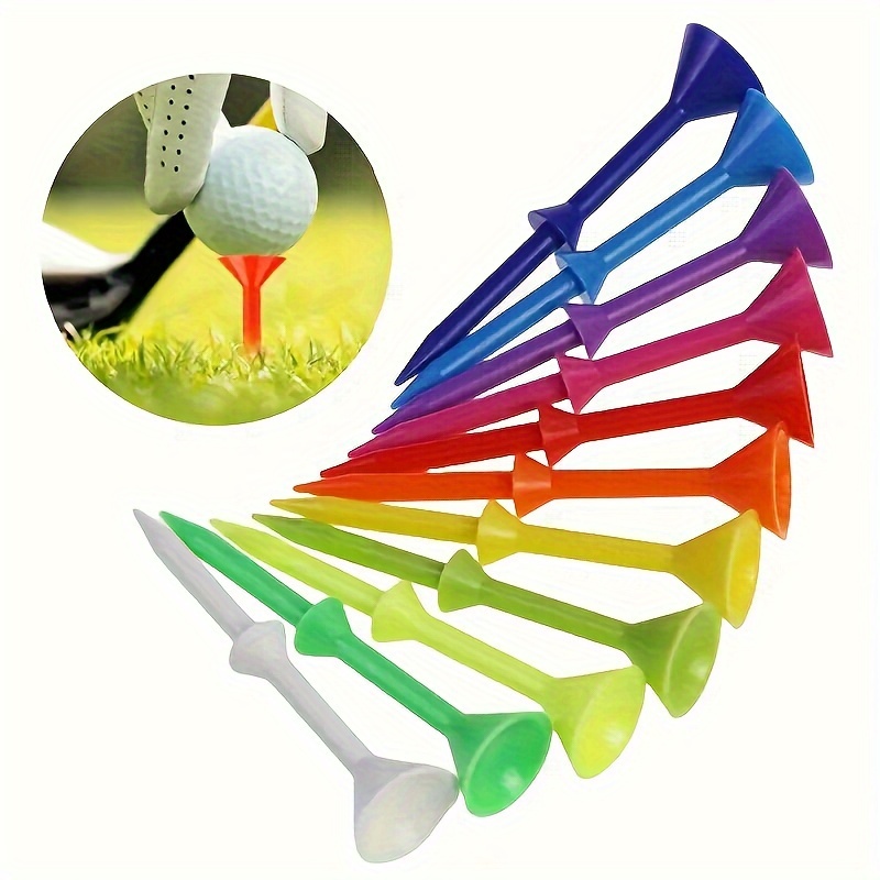 

10pc High-index Plastic Golf Tees - Durable Professional Cup-shaped Ball Support, Multicolor Hybrid Design