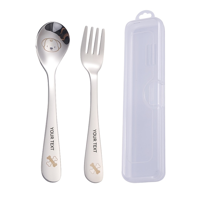 personalized customization 2pcs box portable cutlery set with   reusable stainless steel   set cute cartoon cutlery with cutlery box suitable for travel outdoor camping gift       frogs deer Product details 9