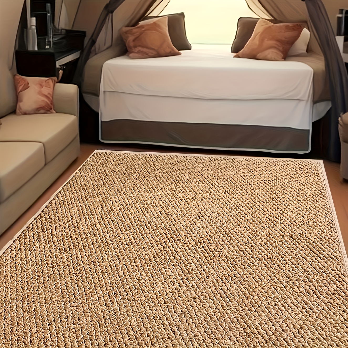 TEMU 1pc Oversized Outdoor Mat, Thick Artificial Grass And Coir , Durable, Machine Washable (100% Polyester). For Patios, Camping, Gardens, Poolside.