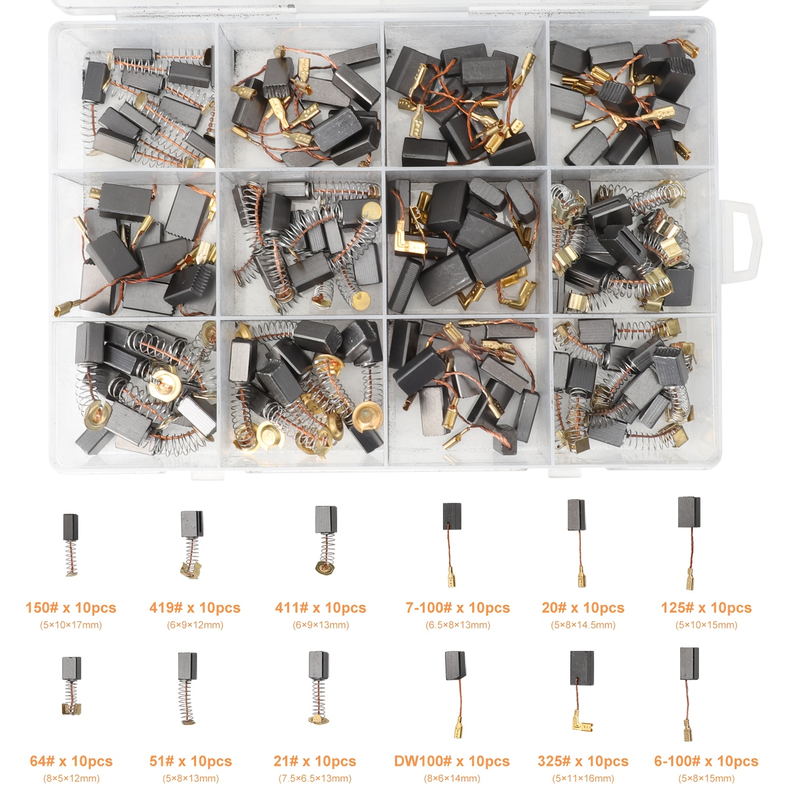 Temu – TEMU 120pcs Electric Motor Carbon Brushes, 12 Assorted Sizes For Home Decor And Electric Tools, Replacement Parts Kit For Power Tools, Drills,
