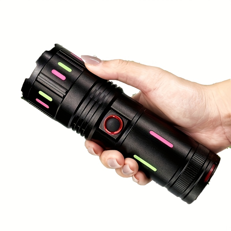 TEMU New Most Powerful Flashlight, Built-in Battery Rechargeable Flashlight, Aluminum Alloy Tactical Flashlight, 4999lumen Portable Flashlight,