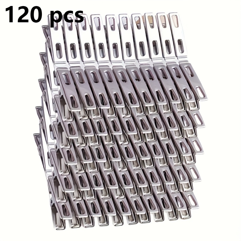 TEMU 120 Pack Heavy Duty Clothespins Stainless Steel Non-slip Clips For Laundry, Plants & Crafts, Rust-proof Indoor/outdoor, Clothes Pins