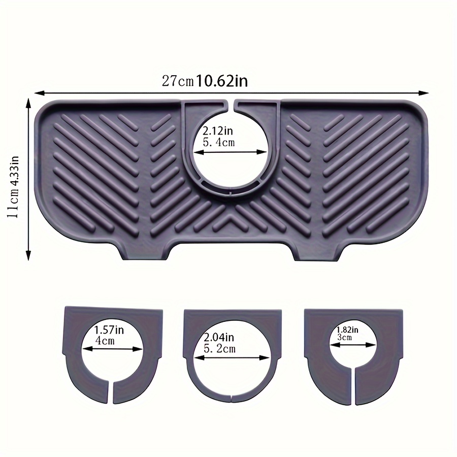 Kitchen And Bathroom Universal Faucet Drain Mat With Double Aperture Sink Drain Storage Rack To Prevent Splashing And Water