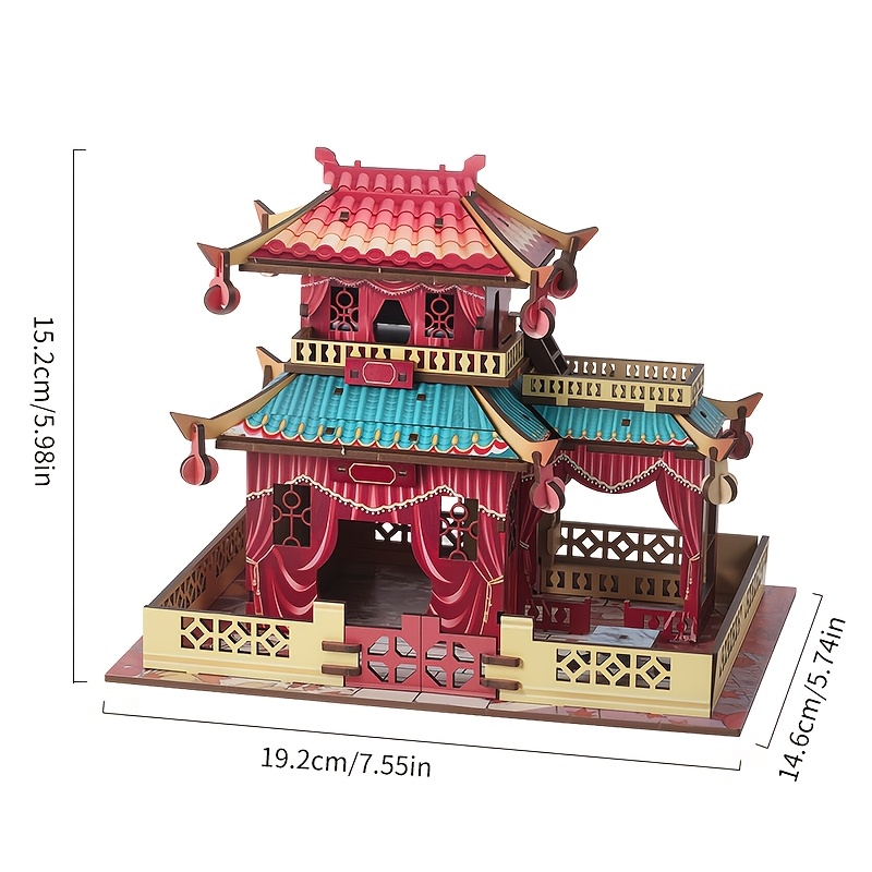 3D Wooden China-Chic Vintage-Style Pavilion Model Kit