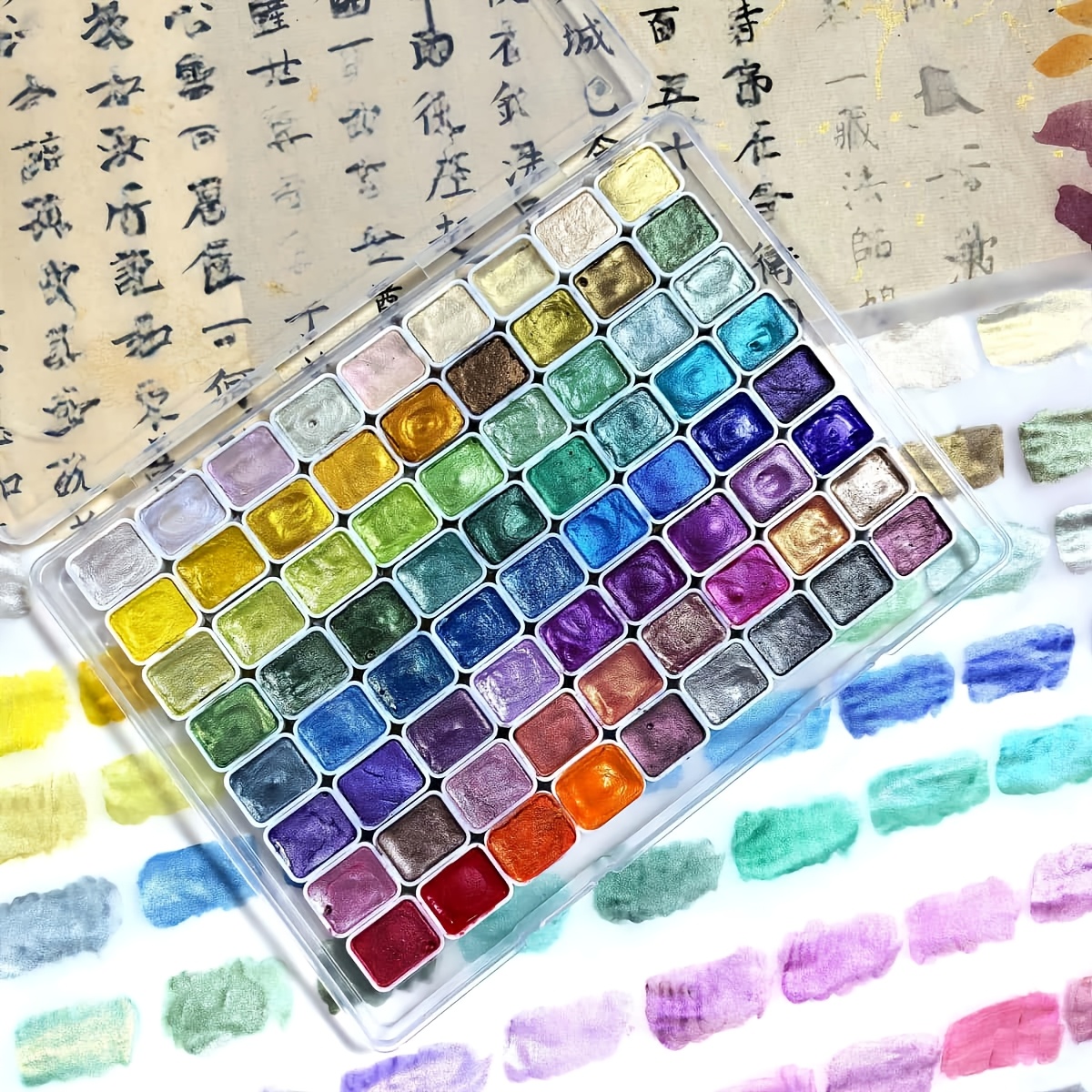 

60 Color Pearl Watercolor Pigment, Solid Packaging For Traditional Chinese Painting, Calligraphy, Color Painting