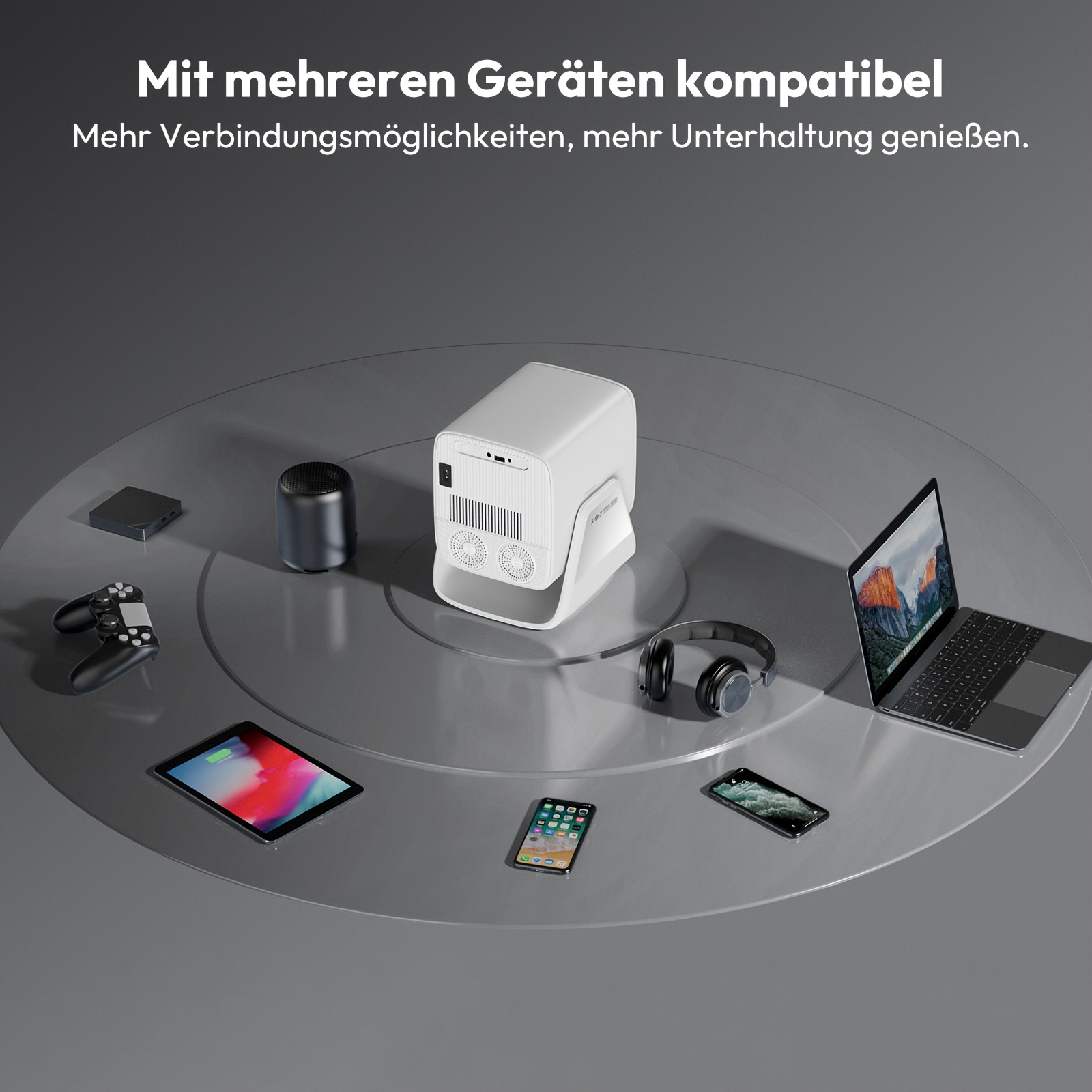 Image of Xgody Gimbal A7 Smart Projector, 1100ansi Native 1080p Support 8k, 2gb +16gb Rom, Built In 14 Os & Media Apps 8w*2 Speaker, Wifi 6 Screen Mirroring & Bt 5.4, Auto Focus 6d Auto Correction Presentation