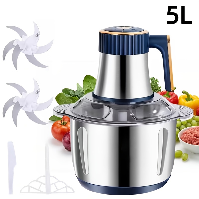 TEMU 5l Electric Food Chopper, Food Processors, Meat Grinder Stainless Steel, Capacity, Vegetable Chopper, Suitable For And Chopping