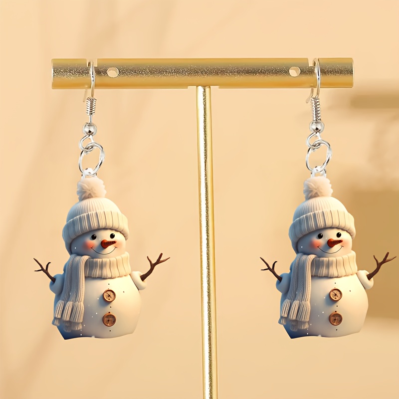 

Winter Wonderland, Acrylic Snowman Dangle Earrings - Lightweight, & Christmas Parties & Gifts, Best For Christmas