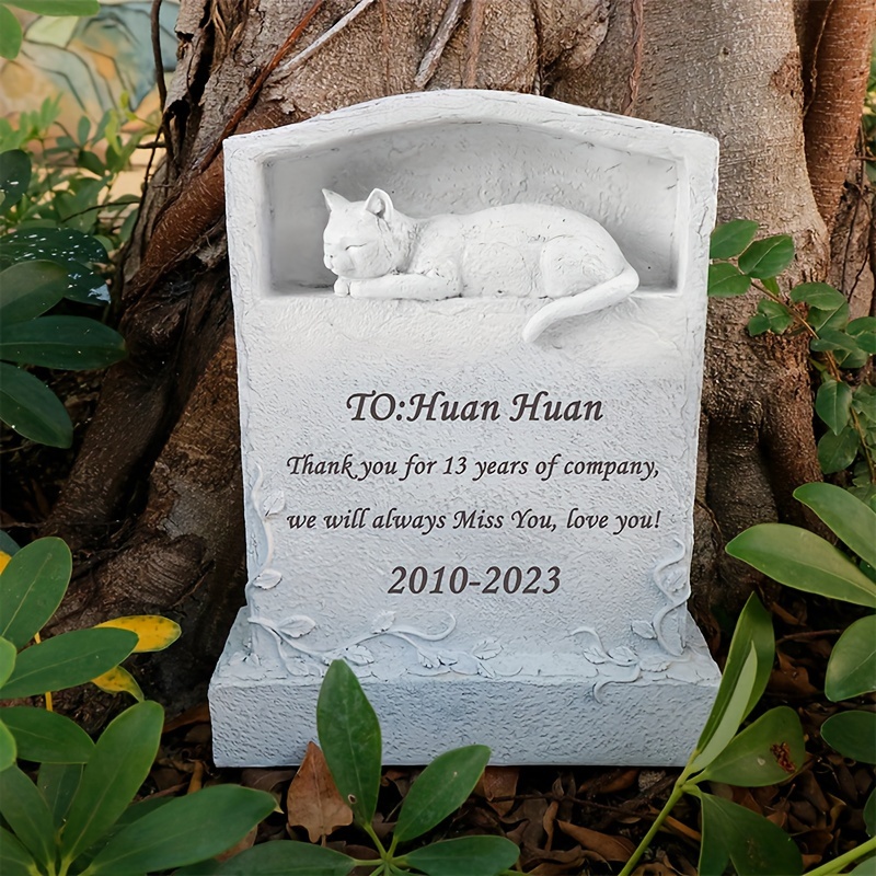 

Custom Cat Memorial Stone - Personalized Pet Grave Marker With Name, Date & Text - Abs Resin Garden Tombstone For Outdoor Or Indoor Display, Graveyard Marker, Memorial Gifts