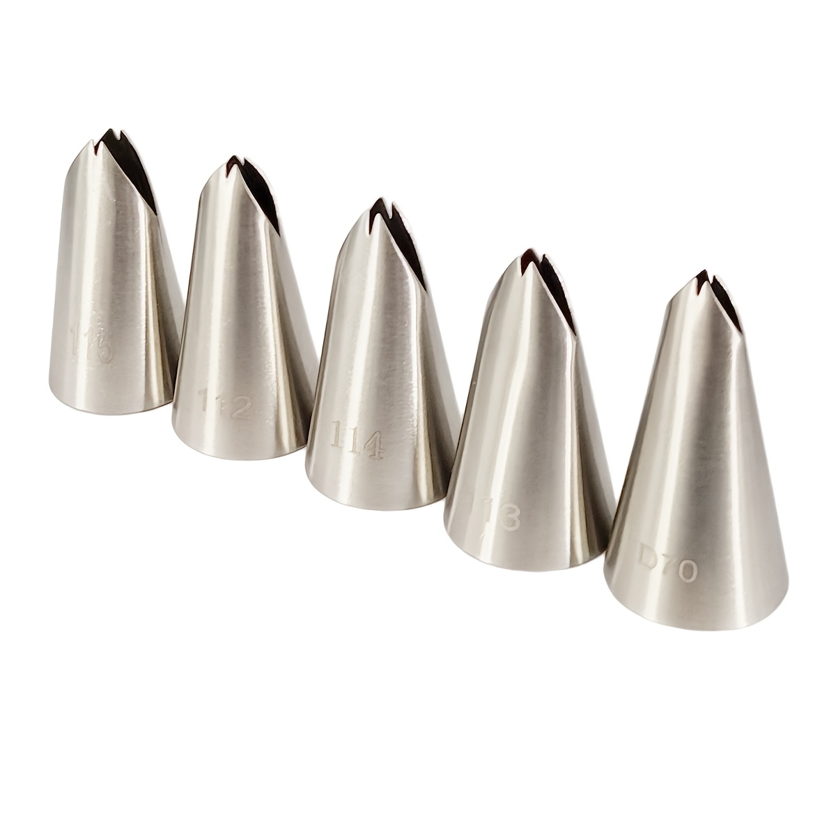 TEMU 5pcs Leaf And Bowknot Piping Tips Set, Stainless Steel, Ruffle, Sunflower And Leaves Icing Nozzles, Cake Decorating Tools