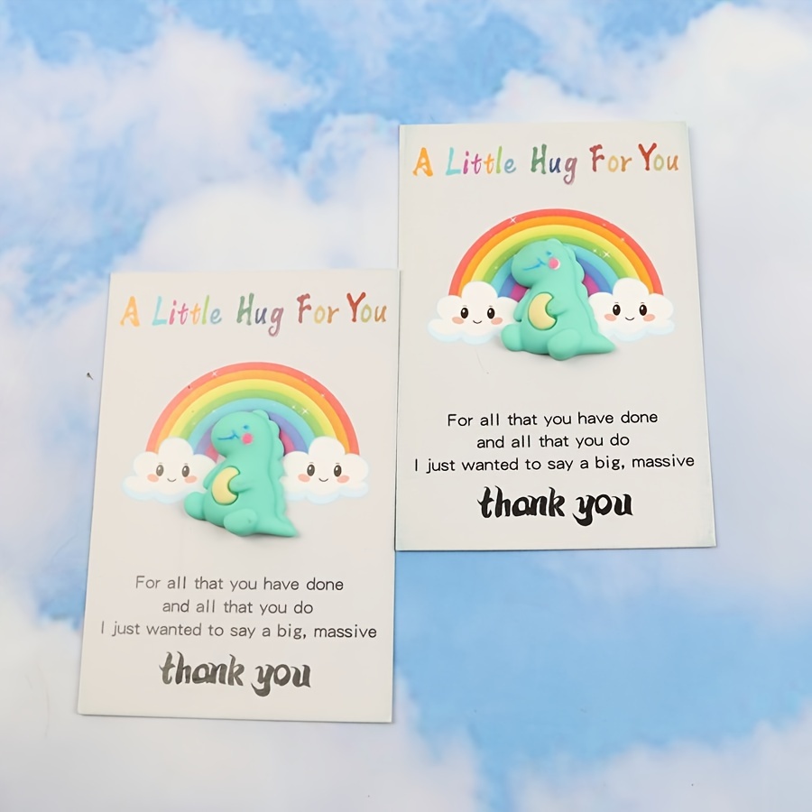 Cute Dinosaur Hug Thank You Cards Set, Encouraging Pocket Hug ...