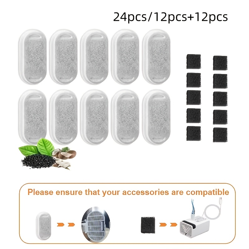 TEMU 24pcs Cat Water Fountain Replacement Filter Set - Replacement Filters For Automatic Pet Water Fountains, - Compatible With 2.2l/74oz Cat Water