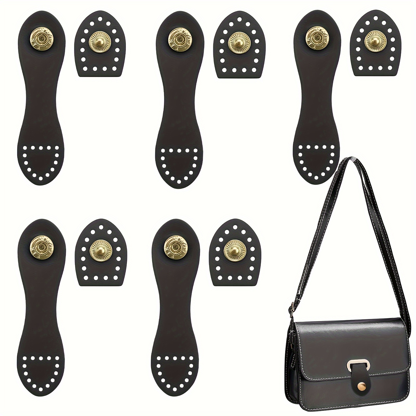 

5 Sets Faux Leather Snap Buckles Snap Button Closure, Sew On Faux Leather Purse Closure Fasteners For Faux Leather Purse Wallet Bags Tote Jacket Notebook Purse Making Supplies Diy Craft