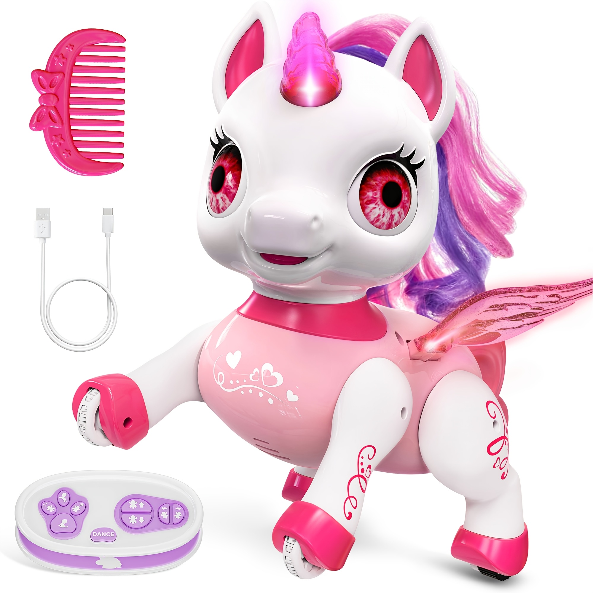 

Interactive Unicorn Robot Pet With Music, Dance & Walk - Perfect Gift For Girls 3-8, Usb Rechargeable, Pink/purple