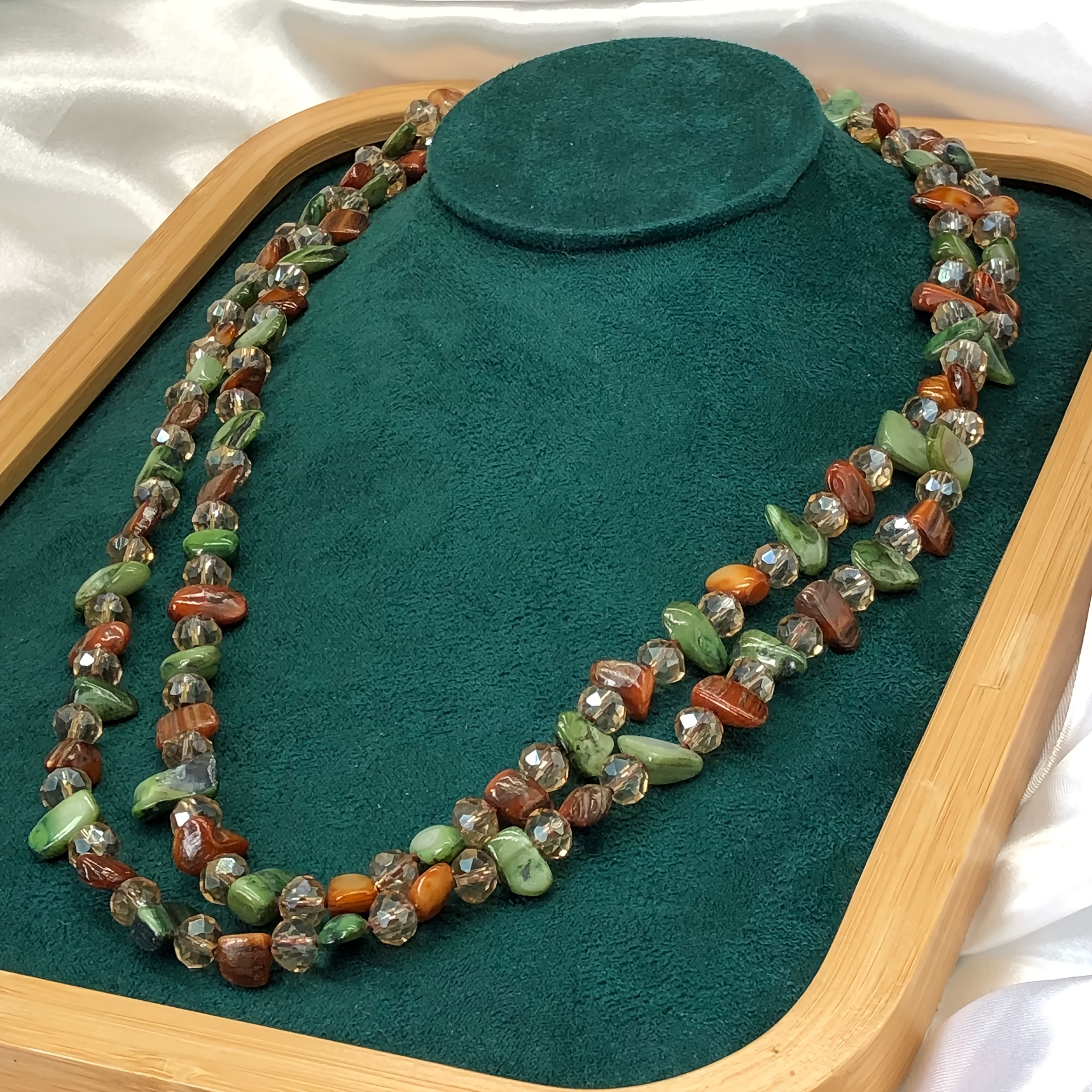 Vintage Shell & Bead Long Necklace, Natural Tones