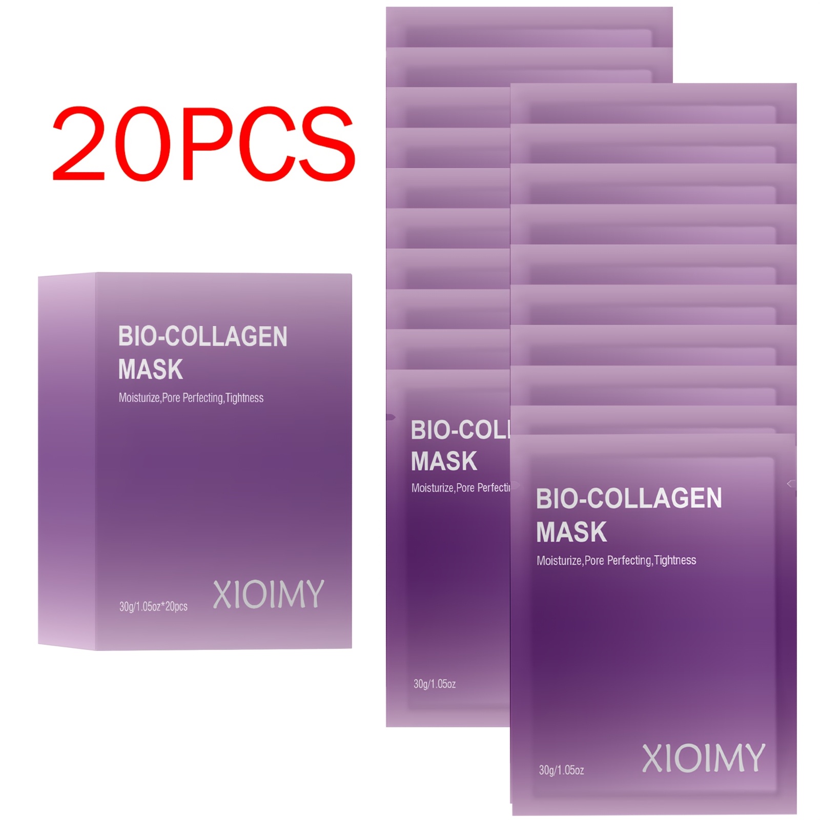 Image of Collagen Powerful Moisturizing Facial Mask -20pcs, Alcohol-free - Skin, Make More , Delicate, Bright, Rich In Collagen, Farewell To Dry, , Loose Skin, Facial Care
