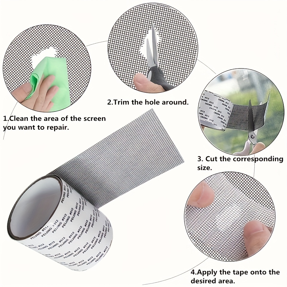 Waterproof Self-Adhesive Window Screen Repair Tape, Anti-Insect Mesh Patch for Dorm Doors/Curtains, Strong Adhesive Repair Tape for Torn Screens, 2m/78.74INCH Length