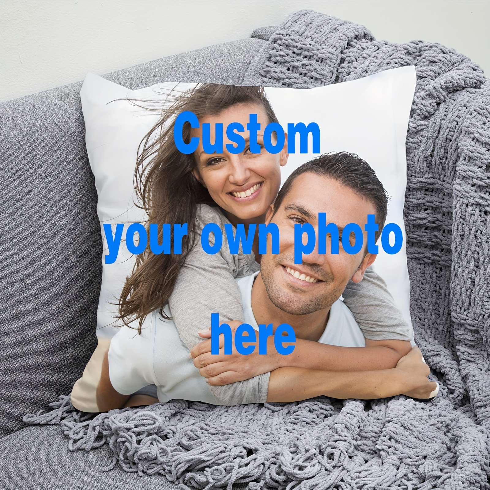 

1pc Custom Ultra Soft Short Plush Cushion Cover With Your Wedding Photo, Choose Your Text Logo Or Image For Personalized Pillowcase (single Side Without Pillow Core) 18x18 Inches